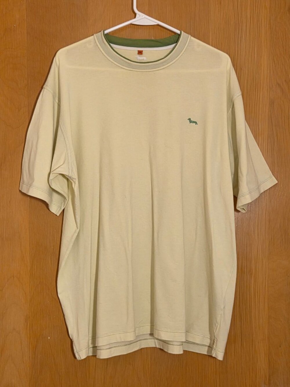 Harmont & Blaine Mens Narrow Fit T-Shirt XXL 2XL Lime Green Dachshund Logo READ